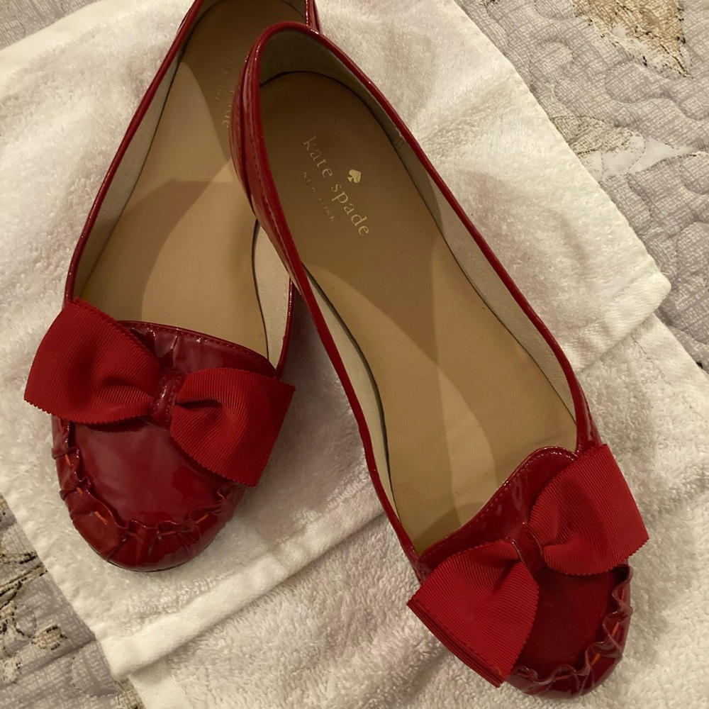 Kate Spade red patent leather flats